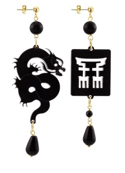 Orecchini Drago Plexi Piccolo Nero