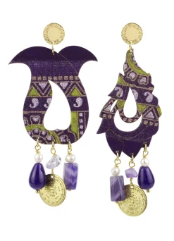 Orecchini Foglia Grande Viola