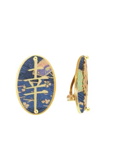 Orecchini Fortuna Clips Ovale Azzurro
