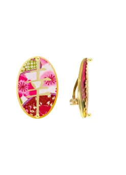 Orecchini Fortuna Clips Ovale Fucsia