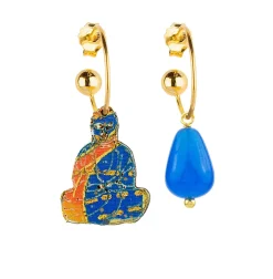 Orecchini Hoop Buddha Azzurro