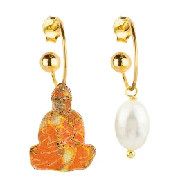 Orecchini Hoop Buddha Perla