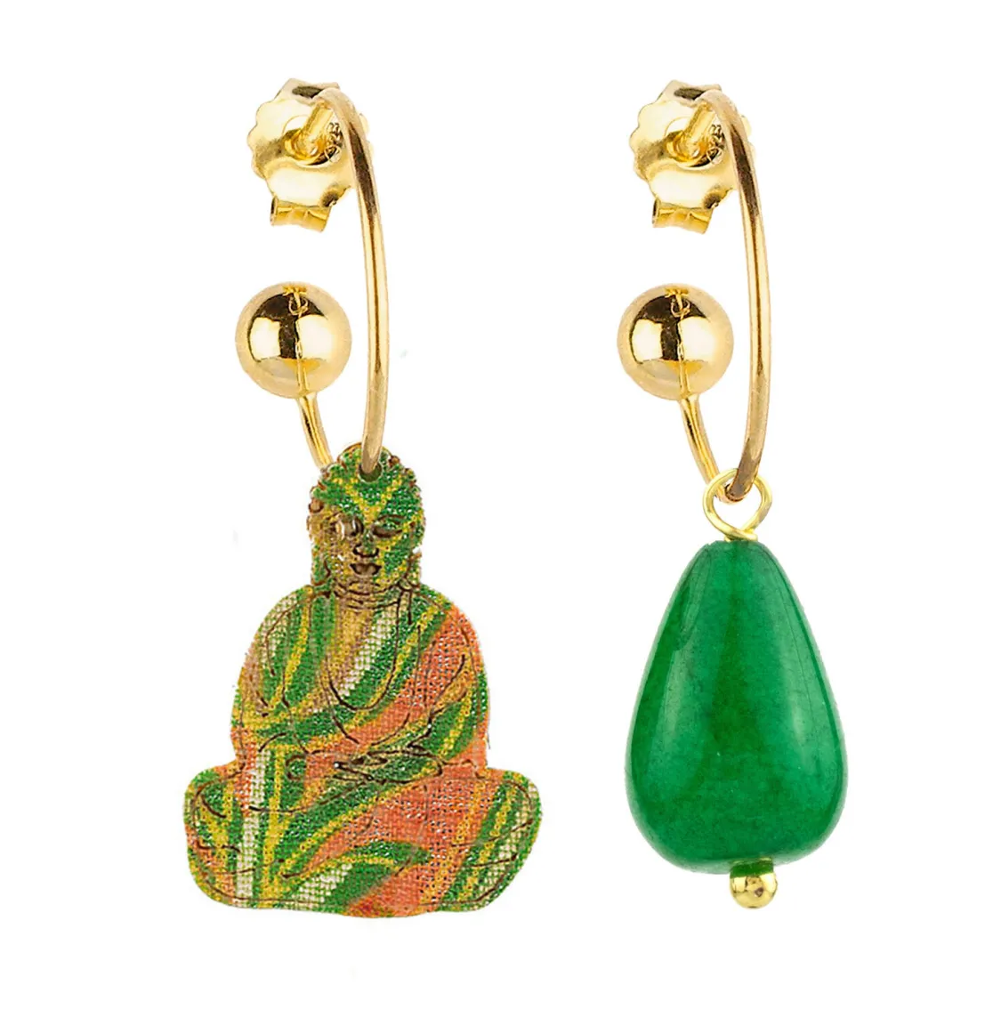 Orecchini Hoop Buddha Verde