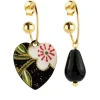 Orecchini Hoop Cuore Nero
