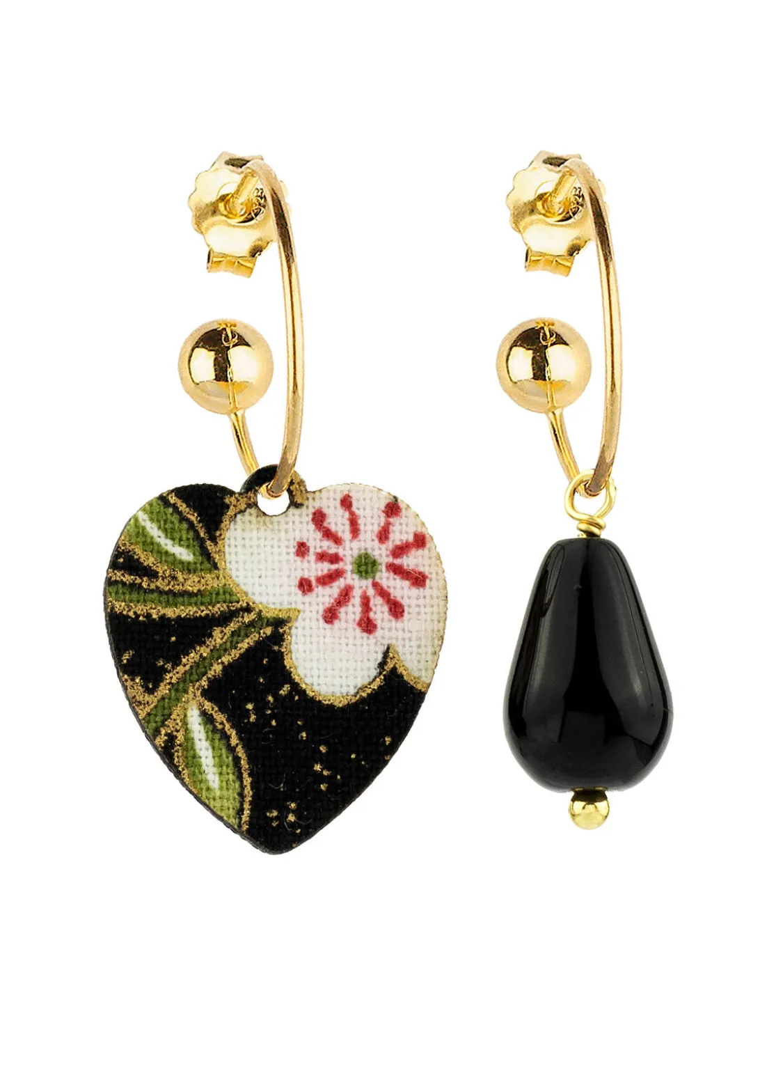 Orecchini Hoop Cuore Nero