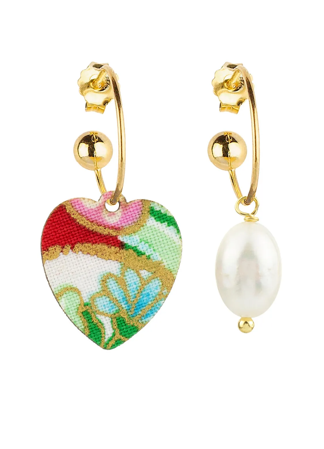 Orecchini Hoop Cuore Perla