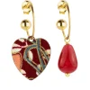 Orecchini Hoop Cuore Rubino