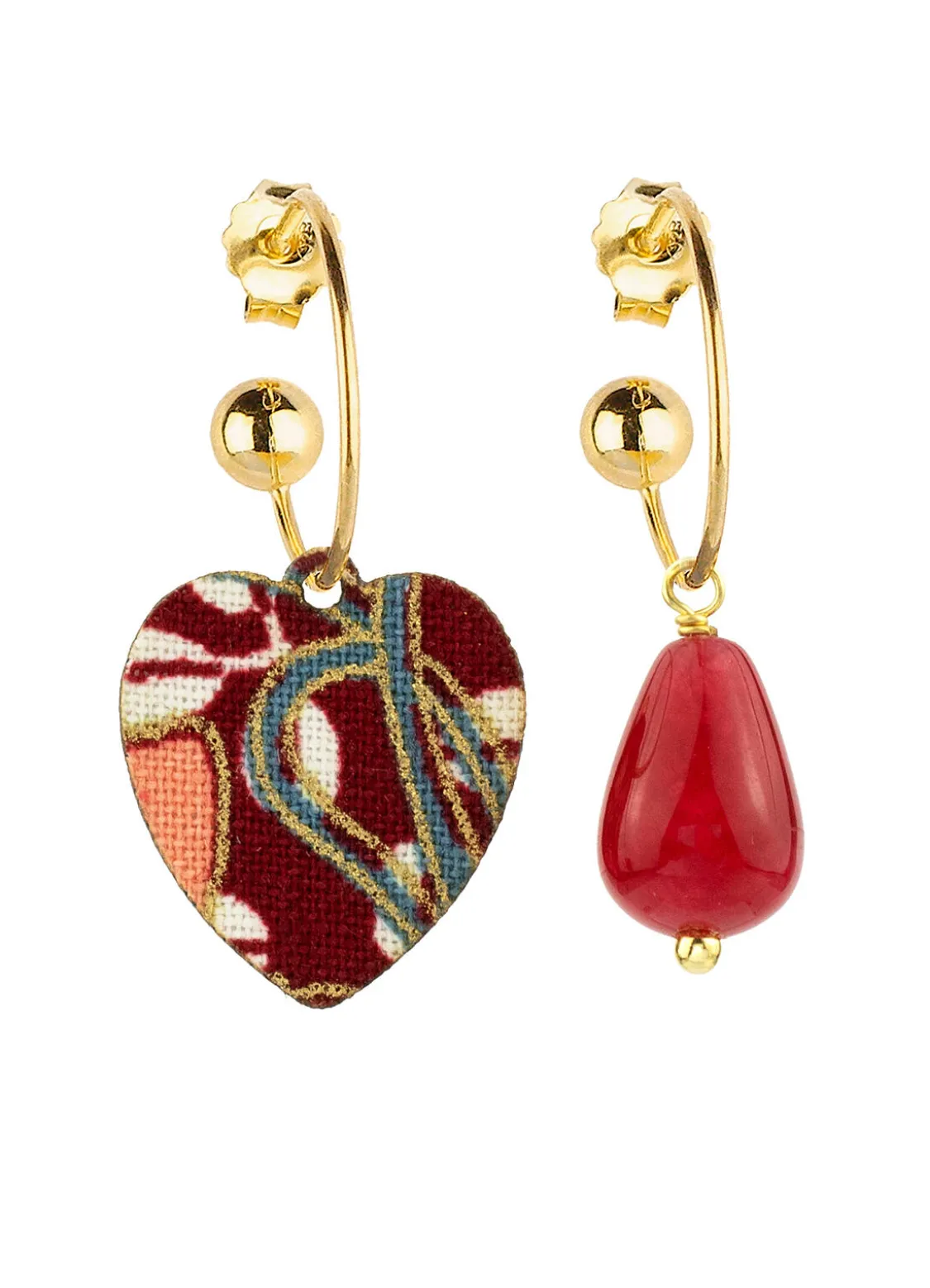 Orecchini Hoop Cuore Rubino