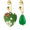 Orecchini Hoop Cuore Verde
