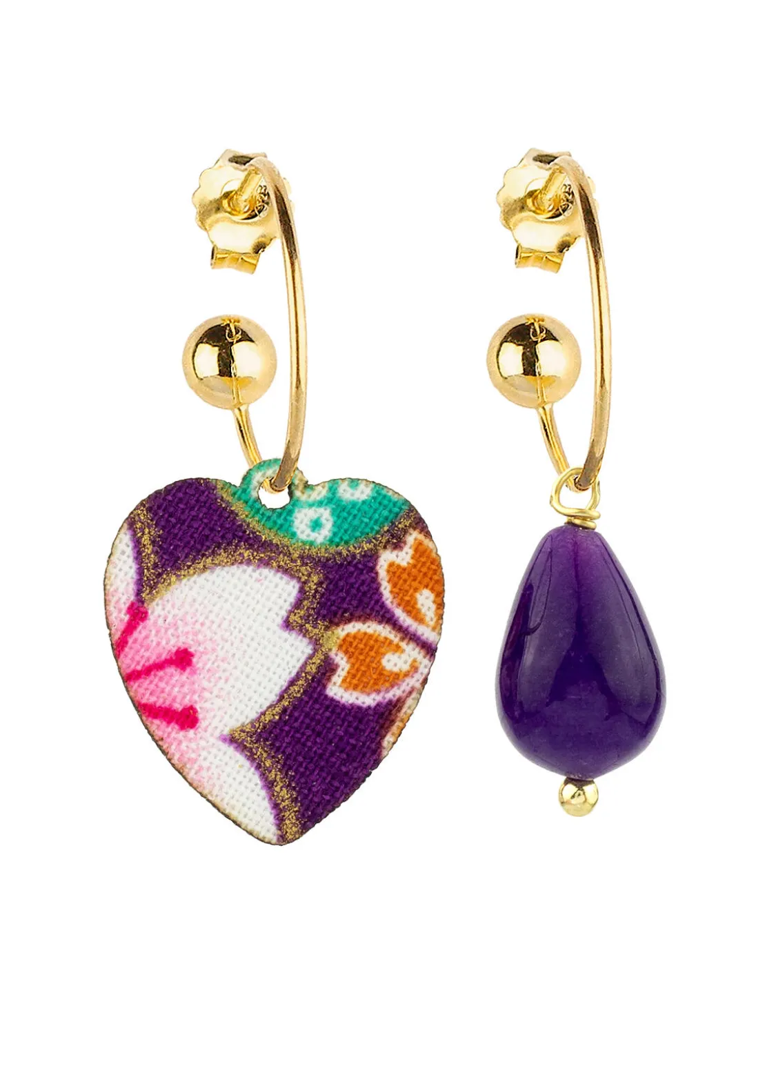Orecchini Hoop Cuore Viola