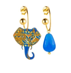 Orecchini Hoop Elefante Azzurro