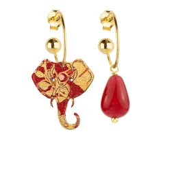 Orecchini Hoop Elefante Rubino
