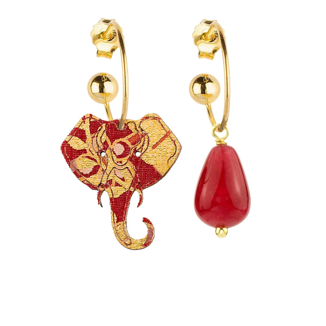 Orecchini Hoop Elefante Rubino