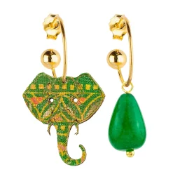 Orecchini Hoop Elefante Verde