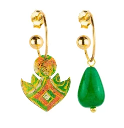Orecchini Hoop Fiore Di Loto Verde