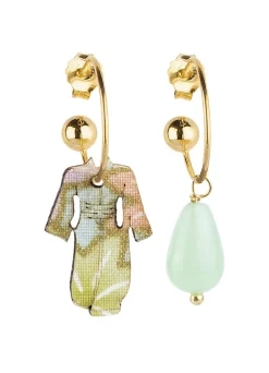 Orecchini Hoop Kimono Verde Giada