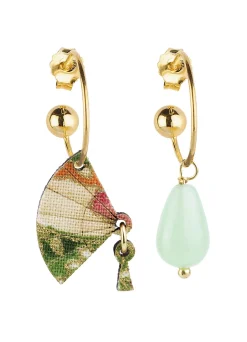 Orecchini Hoop Ventaglio Verde Giada