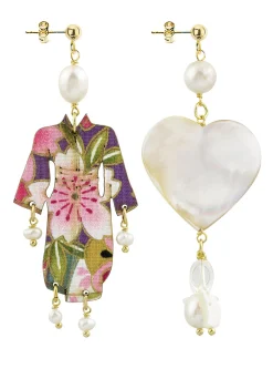 Orecchini Kimono E Cuore Madreperla Piccolo Perla