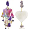 Orecchini Kimono E Cuore Madreperla Piccolo Viola