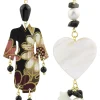 Orecchini Kimono E Cuore Madreperla Piccolo Nero