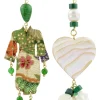 Orecchini Kimono E Cuore Madreperla Piccolo Verde