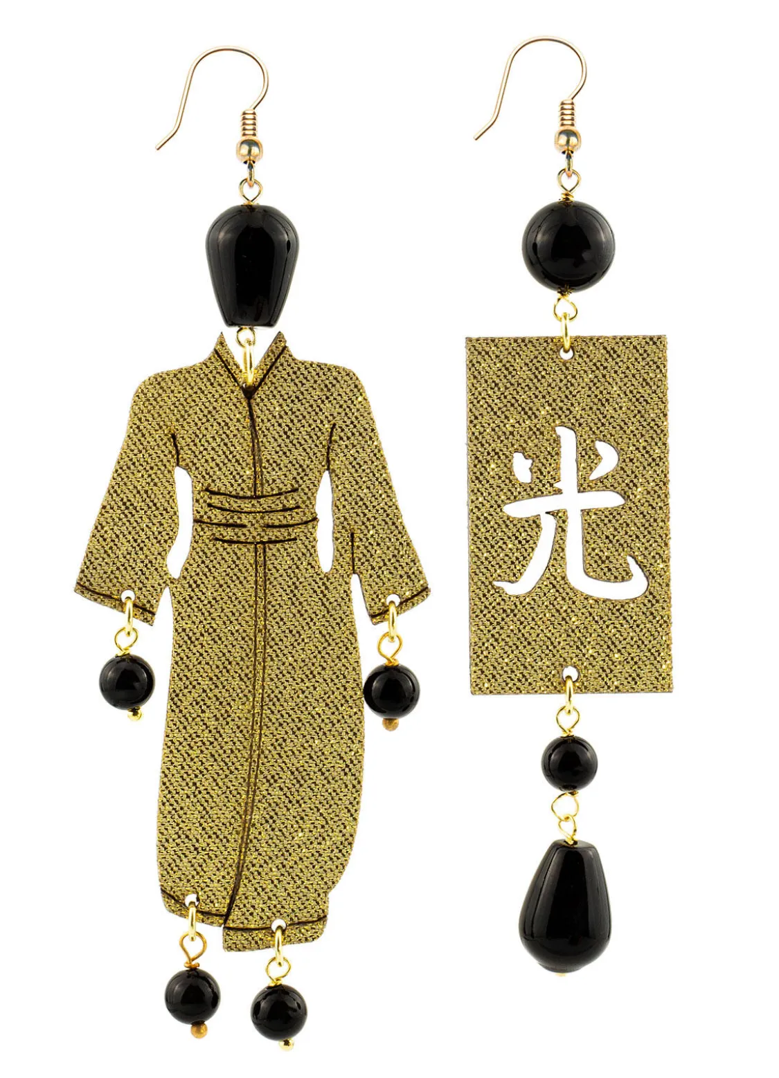 Orecchini Kimono Grande Oro Nero