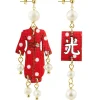 Orecchini Kimono Mini Pois Rosso Perla