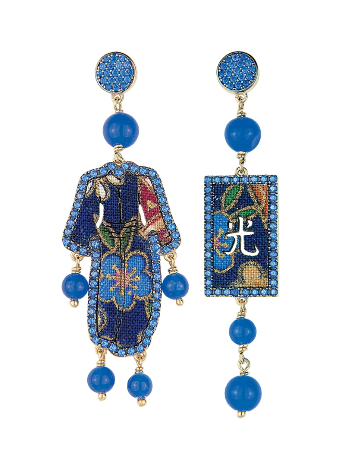 Orecchini Kimono Must Tessuto Blu