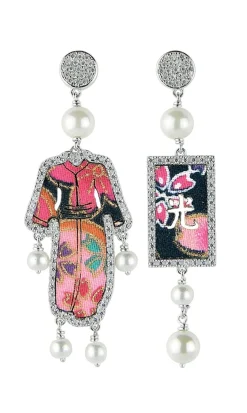 Orecchini Kimono Must Tessuto Perla