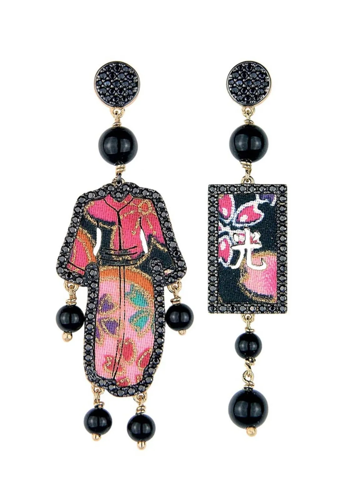 Orecchini Kimono Must Tessuto Nero