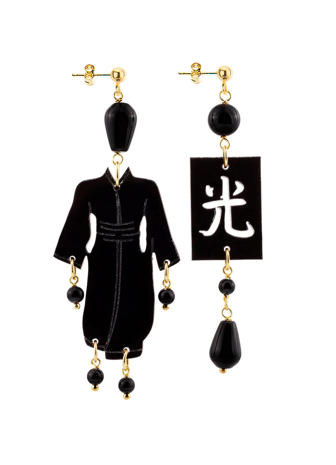 Orecchini Kimono Plexi Mini Nero