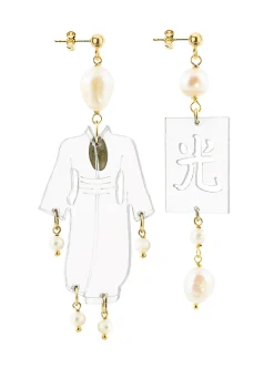 Orecchini Kimono Plexi Trasparente Piccolo Perla