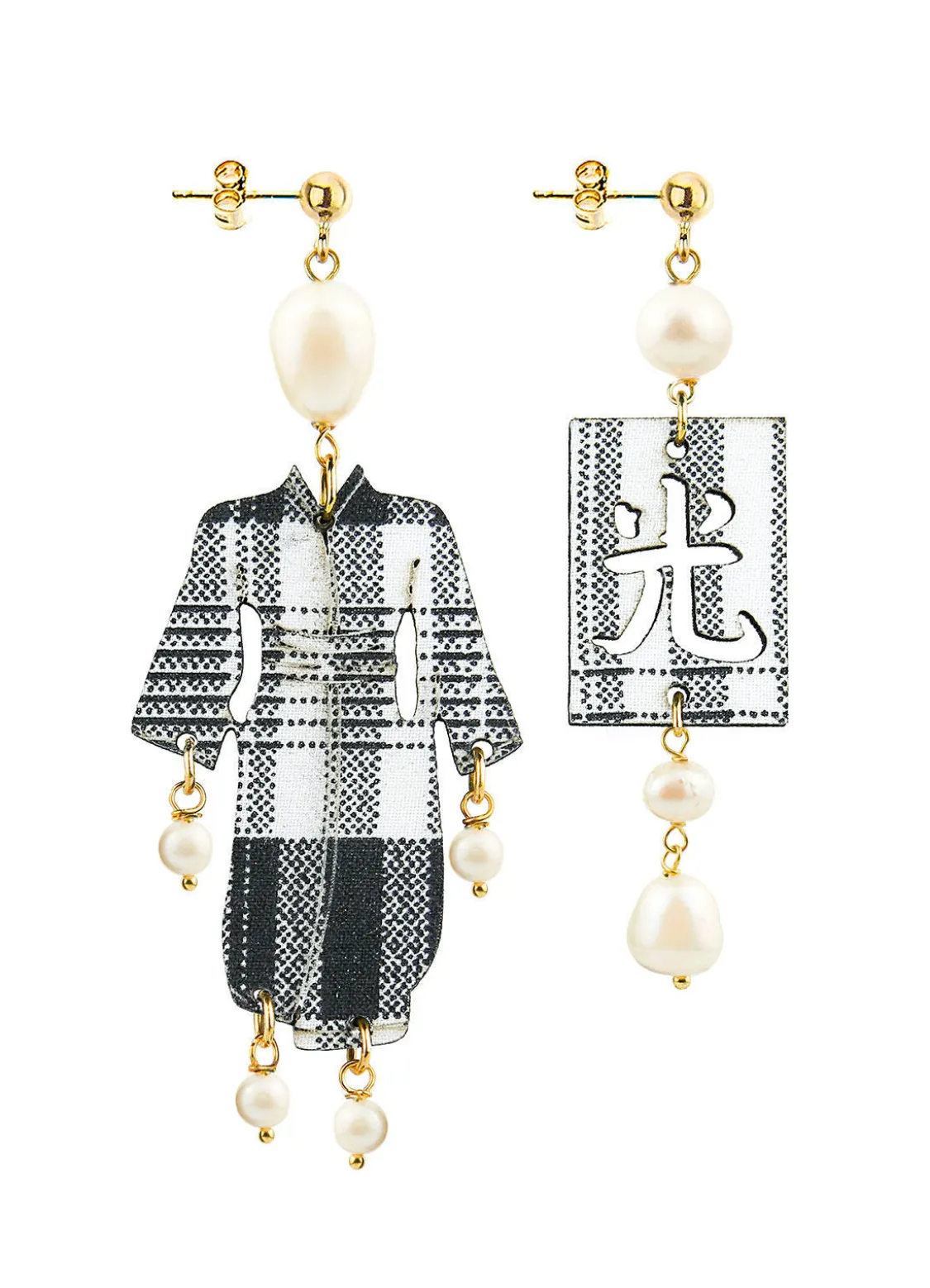 Orecchini Kimono Quadretto Piccolo Perla