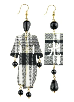 Orecchini Kimono Quadretto Grande Nero