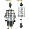 Orecchini Kimono Quadretto Piccolo Nero