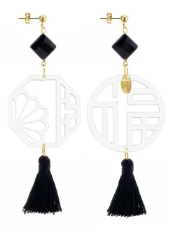Orecchini Lu Plexi Trasparente Nappa Nero
