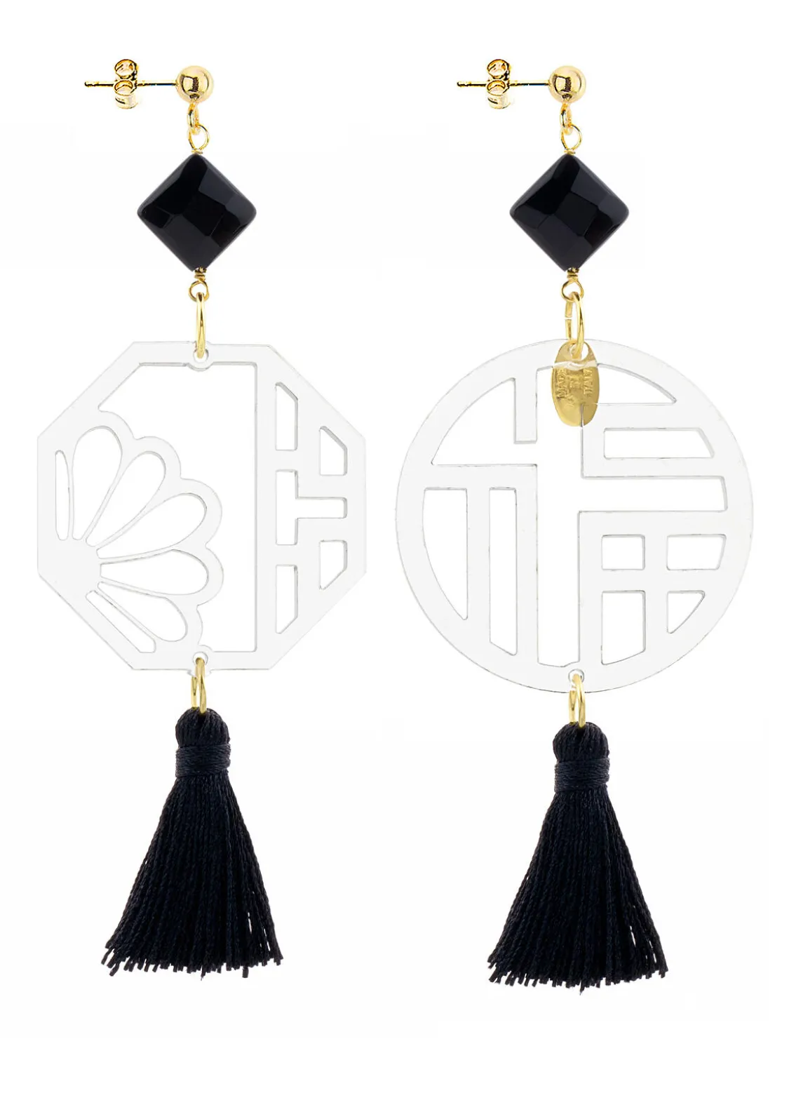Orecchini Lu Plexi Trasparente Nappa Nero