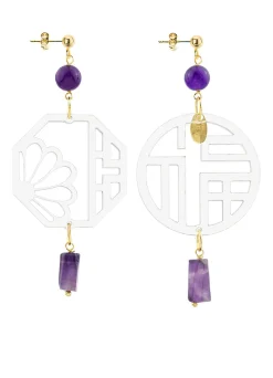 Orecchini Lu Plexi Trasparente Pietra Viola