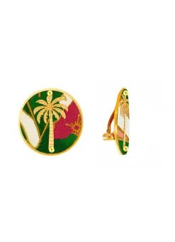 Orecchini Palma Clips Tondo Verde