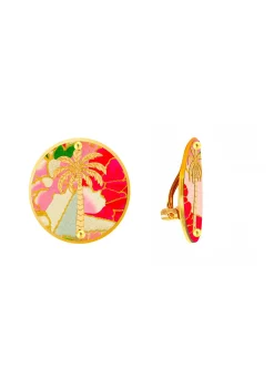 Orecchini Palma Clips Tondo Fucsia