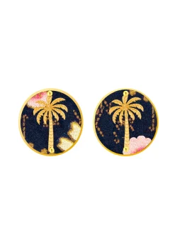 Orecchini Palma Clips Tondo Blu