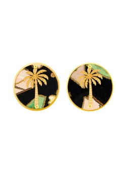 Orecchini Palma Clips Tondo Nero