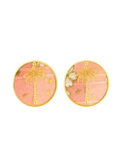 Orecchini Palma Clips Tondo Rosa