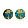 Orecchini Palma Clips Tondo Azzurro