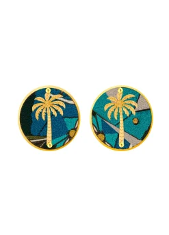 Orecchini Palma Clips Tondo Azzurro