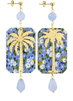 Orecchini Palma Fiori Celeste Sfaccettato