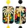 Orecchini Palma Fiori Giallo E Nero