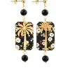 Orecchini Palma Fiori Mini Nero