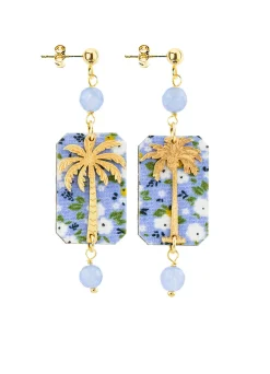 Orecchini Palma Fiori Mini Celeste