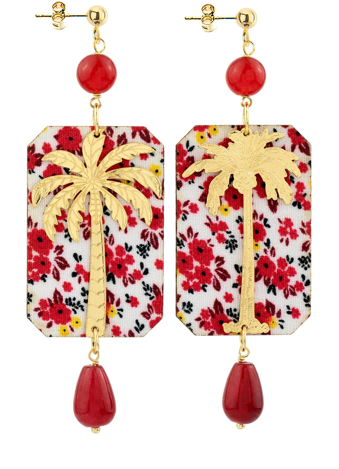 Orecchini Palma Fiori Perla Rubino